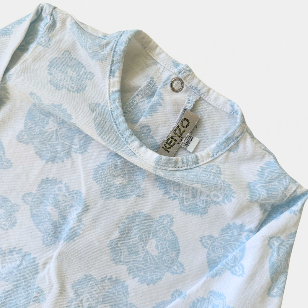 Kenzo White and Blue Iconic Tiger Footed Jumpsuit (18M)