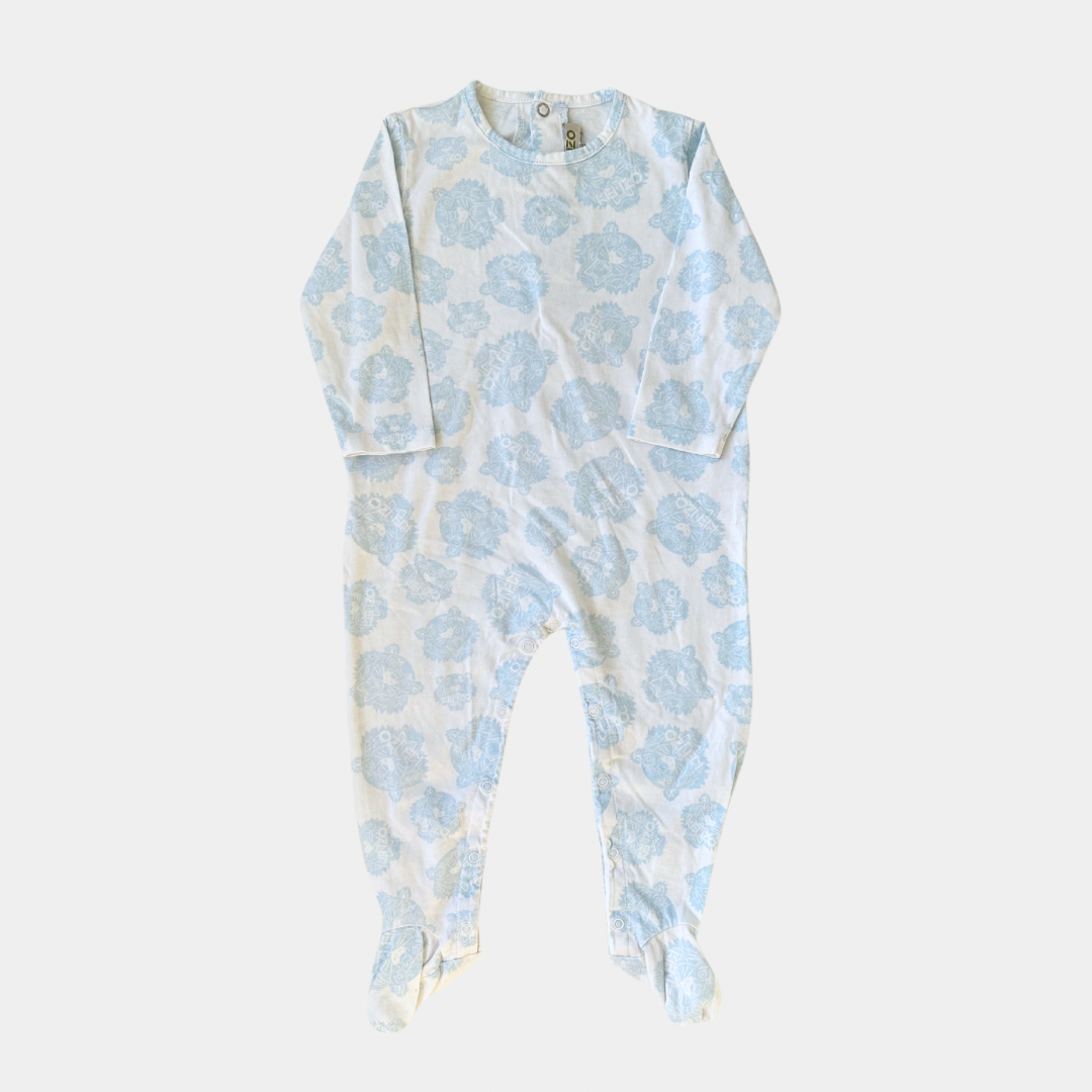 Kenzo White and Blue Iconic Tiger Footed Jumpsuit (18M)