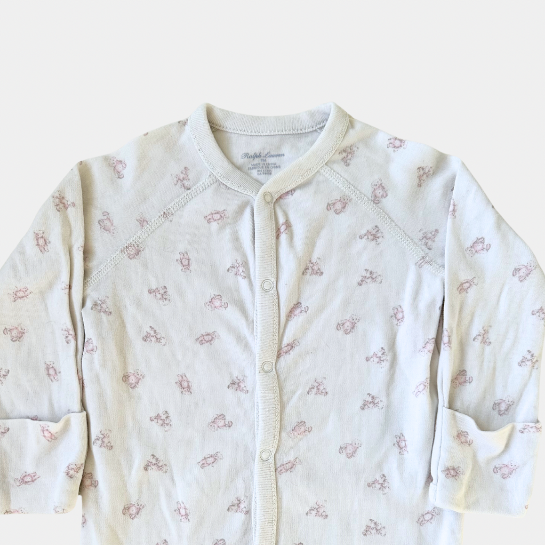 Ralph Lauren White and Pink Footed Jumpsuit (9M)