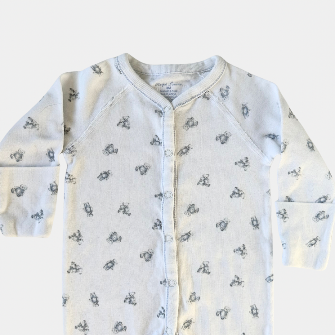 Ralph Lauren White and Grey Blue Footed Jumpsuit (3M)
