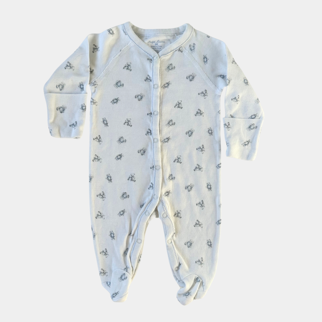 Ralph Lauren White and Grey Blue Footed Jumpsuit (3M)