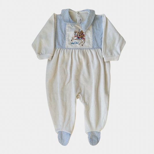 Dior White with Light Blue Baby Footed Jumpsuit (6M)