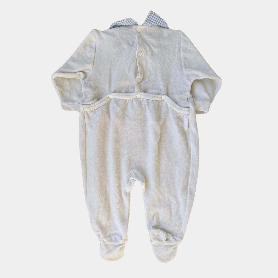 Dior White with Light Blue Baby Footed Jumpsuit (6M)